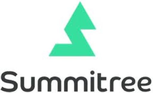 Grünes Logo mit stilisiertem Pfeil-S-Symbol über dem Schriftzug „Summitree" in dunklem Text.